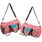 Coral & Teal Duffle bag large front and back sides
