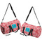 Coral & Teal Duffle bag small front and back sides