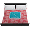Coral & Teal Duvet Cover - King - On Bed - No Prop