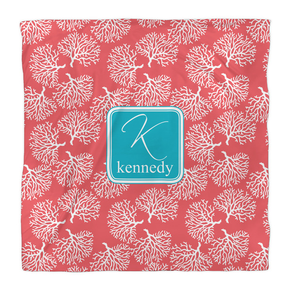 Coral & Teal Duvet Cover - Queen - Front