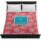 Coral & Teal Duvet Cover - Queen - On Bed - No Prop