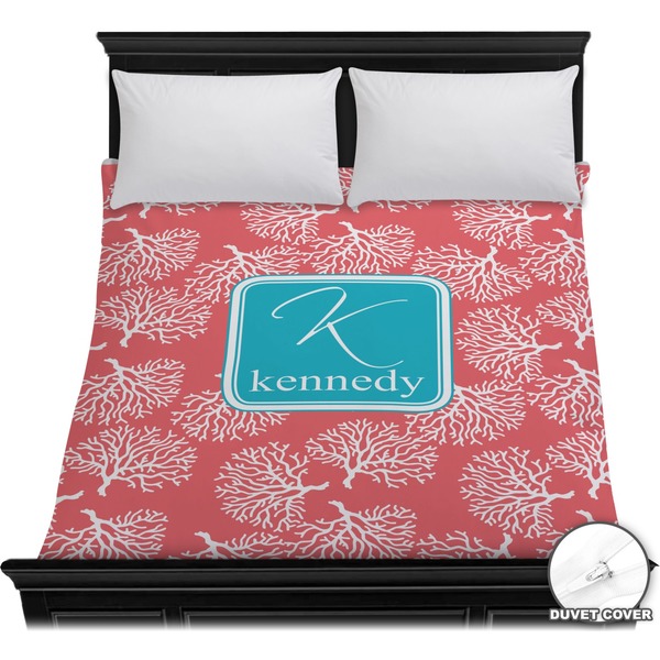 Custom Coral & Teal Duvet Cover - Full / Queen (Personalized)