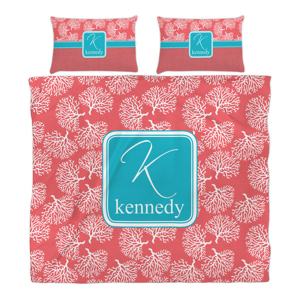 Coral & Teal Duvet Cover Set - King - Alt Approval