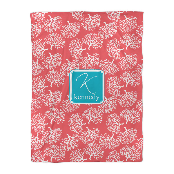 Coral & Teal Duvet Cover - Twin XL - Front