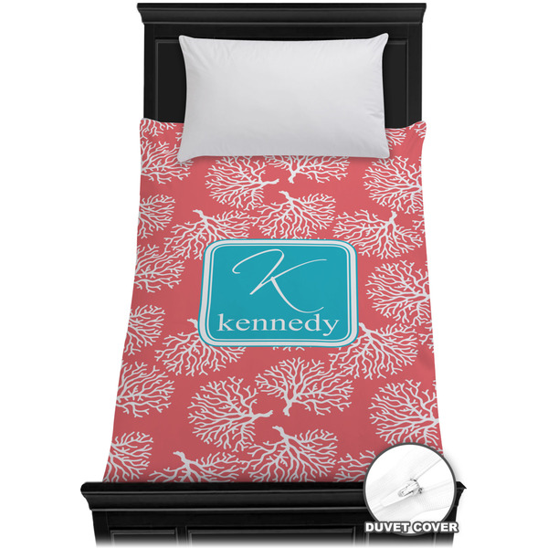 Custom Coral & Teal Duvet Cover - Twin XL (Personalized)