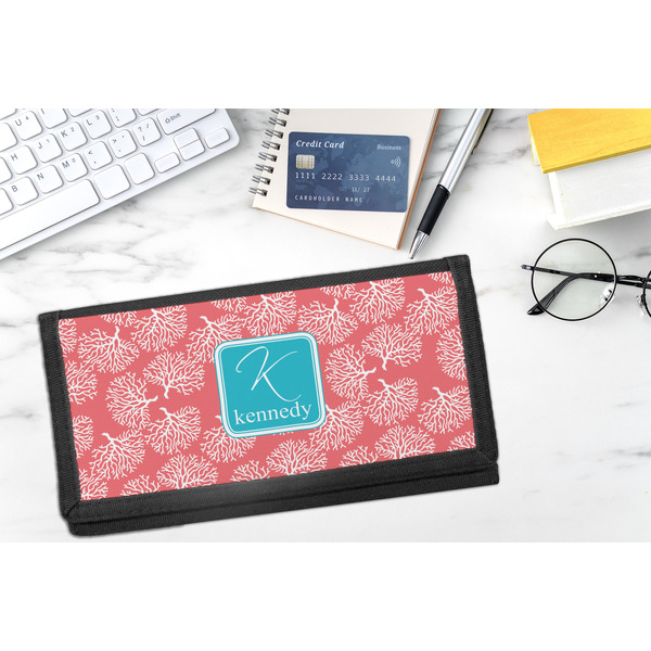 Coral & Teal DyeTrans Checkbook Cover - LIFESTYLE