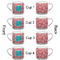 Coral & Teal Espresso Cup - 6oz (Double Shot Set of 4) APPROVAL
