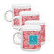 Coral & Teal Espresso Cup Group of Four Front