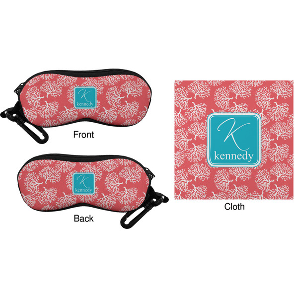 Coral & Teal Eyeglass Case & Cloth (Approval)