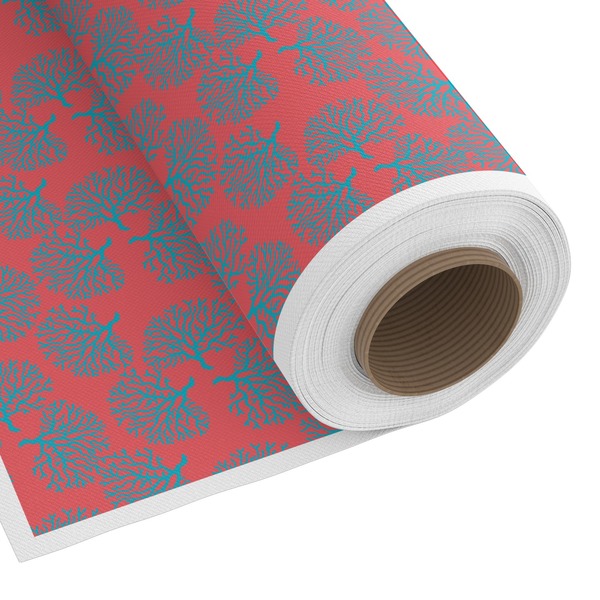 Custom Coral & Teal Fabric by the Yard - Spun Polyester Poplin
