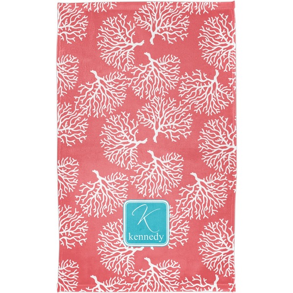 Coral & Teal Finger Tip Towel - Full View