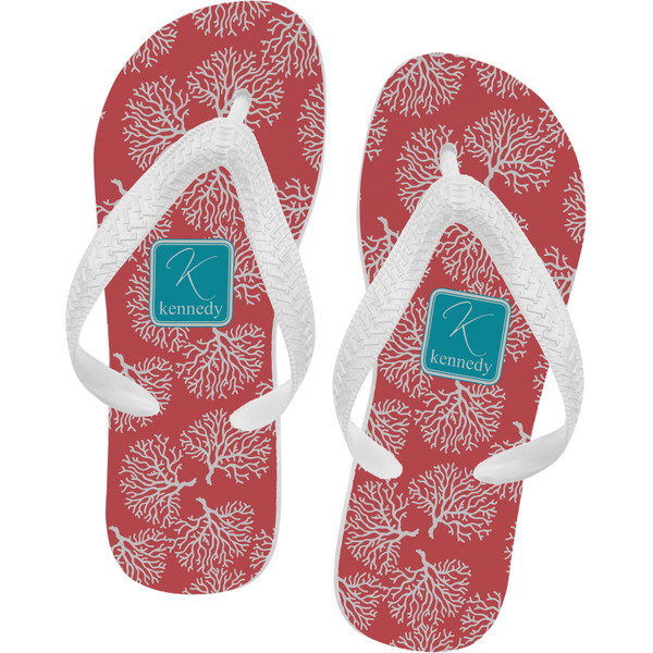 Custom Coral & Teal Flip Flops - Small (Personalized)