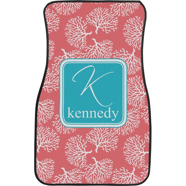 Coral & Teal Custom Car Floor Mats (Front Seat)