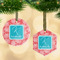 Coral & Teal Frosted Glass Ornament - MAIN PARENT