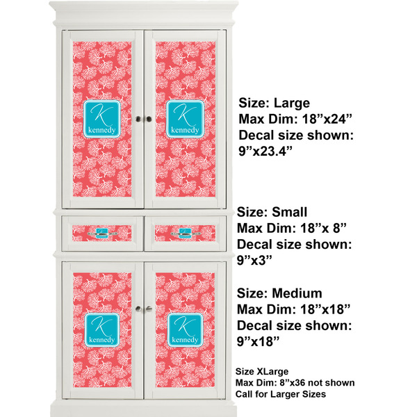 Coral & Teal Full Cabinet (Show Sizes)