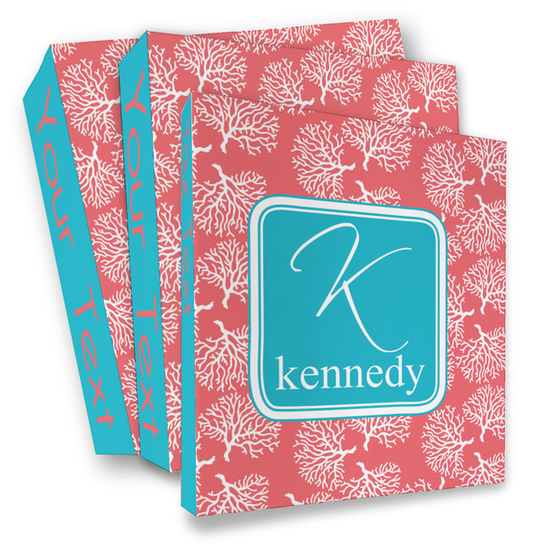 Custom Coral & Teal 3 Ring Binder - Full Wrap (Personalized)
