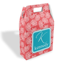 Coral & Teal Gable Favor Box (Personalized)