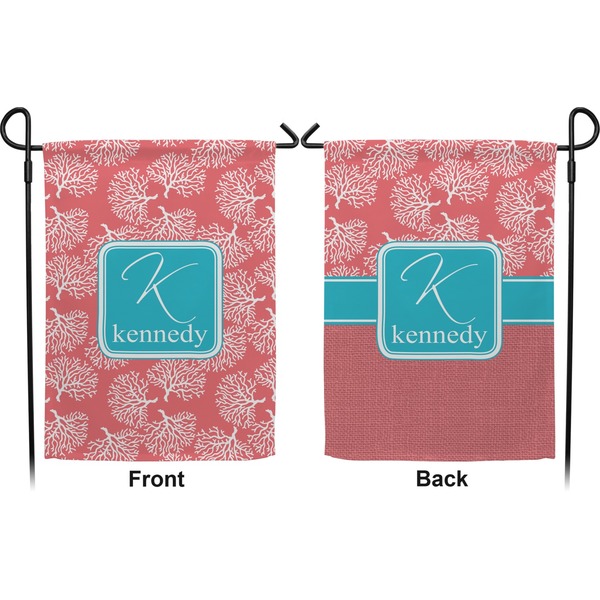 Coral & Teal Garden Flag - Double Sided Front and Back