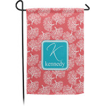 Coral & Teal Small Garden Flag - Single Sided w/ Name and Initial