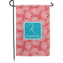 Coral & Teal Small Garden Flag - Double Sided w/ Name and Initial