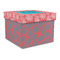 Coral & Teal Gift Boxes with Lid - Canvas Wrapped - Large - Front/Main