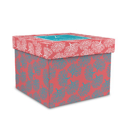 Coral & Teal Gift Box with Lid - Canvas Wrapped - Medium (Personalized)