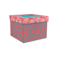 Coral & Teal Gift Box with Lid - Canvas Wrapped - Small (Personalized)