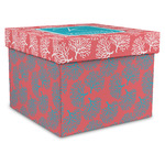 Coral & Teal Gift Box with Lid - Canvas Wrapped - XX-Large (Personalized)