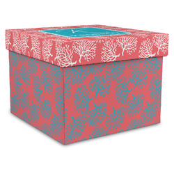 Coral & Teal Gift Box with Lid - Canvas Wrapped - XX-Large (Personalized)