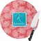 Coral & Teal Round Glass Cutting Board (Personalized)
