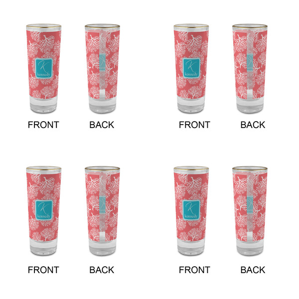 Coral & Teal Glass Shot Glass - 2 oz - Set of 4 - APPROVAL