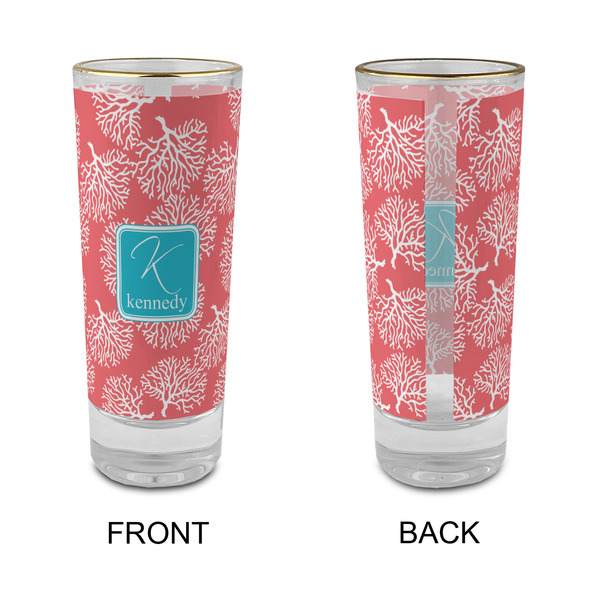 Coral & Teal Glass Shot Glass - 2 oz - Single - APPROVAL