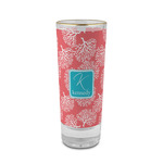 Coral & Teal 2 oz Shot Glass -  Glass with Gold Rim - Single (Personalized)