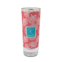 Coral & Teal 2 oz Shot Glass -  Glass with Gold Rim - Set of 4 (Personalized)