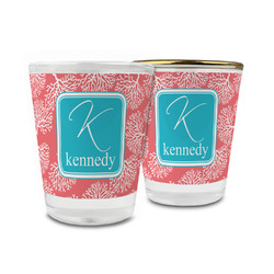Coral & Teal Glass Shot Glass - 1.5 oz (Personalized)