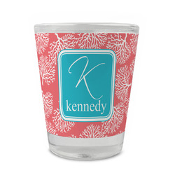 Coral & Teal Glass Shot Glass - 1.5 oz - Set of 4 (Personalized)