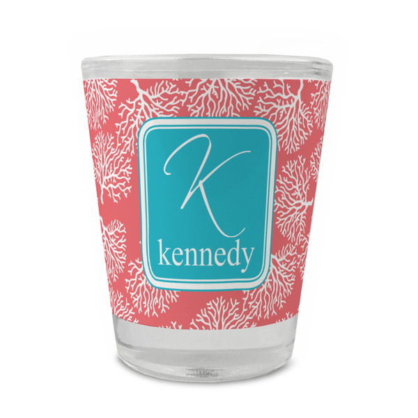 Custom Coral & Teal Glass Shot Glass - 1.5 oz - Set of 4 (Personalized)