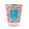 Coral & Teal Glass Shot Glass - 1.5 oz - with Gold Rim - Set of 4 (Personalized)
