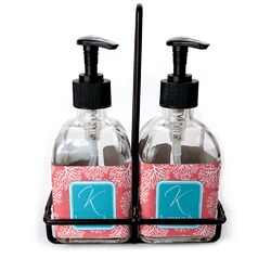 Coral & Teal Glass Soap & Lotion Bottle Set (Personalized)