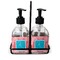 Coral & Teal Glass Soap Lotion Bottle