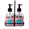 Coral & Teal Glass Soap & Lotion Bottle Set (Personalized)