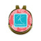 Coral & Teal Golf Ball Marker - Hat Clip - Gold