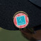 Coral & Teal Golf Ball Marker Hat Clip - Gold - On Hat