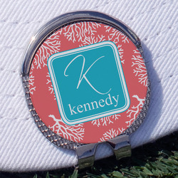 Coral & Teal Golf Ball Marker - Hat Clip