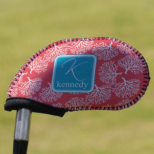 Custom Coral & Teal Golf Club Iron Cover - Single (Personalized)