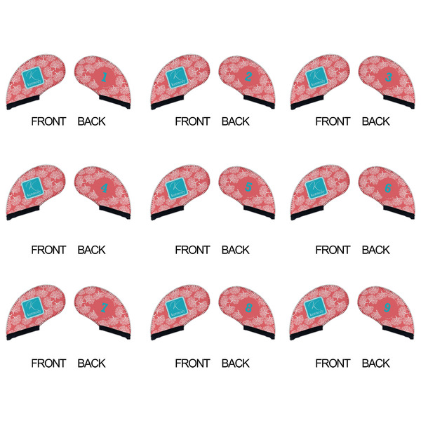 Coral & Teal Golf Club Covers - APPROVAL (set of 9)