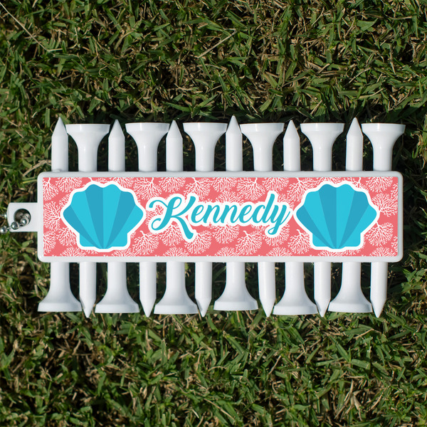 Custom Coral & Teal Golf Tees & Ball Markers Set (Personalized)