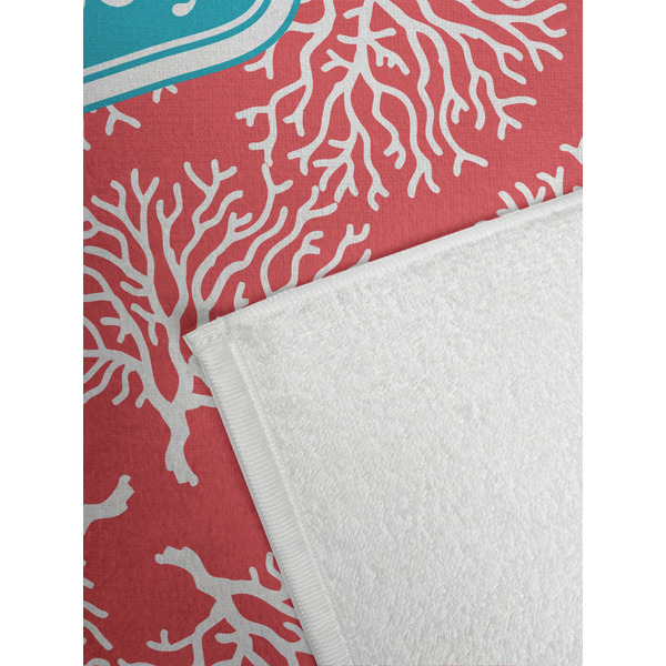 Coral & Teal Golf Towel - Detail