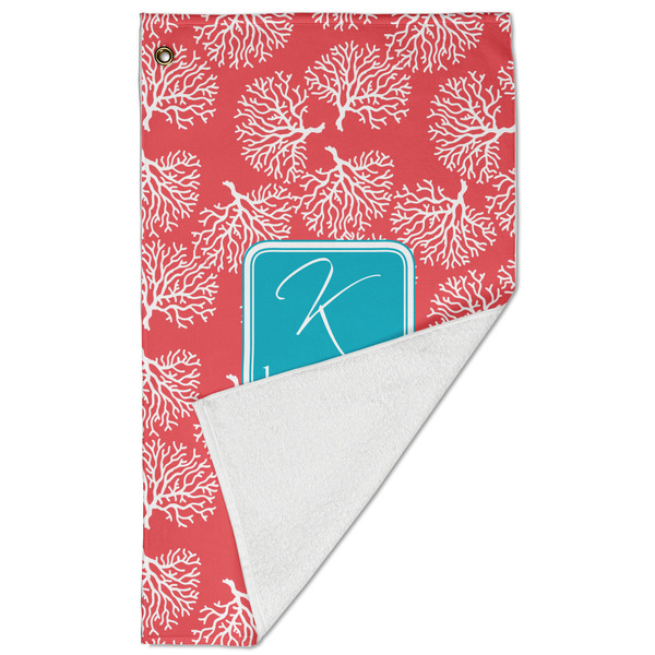 Coral & Teal Golf Towel - Folded (Large)