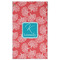 Coral & Teal Golf Towel - Poly-Cotton Blend - Large w/ Name and Initial